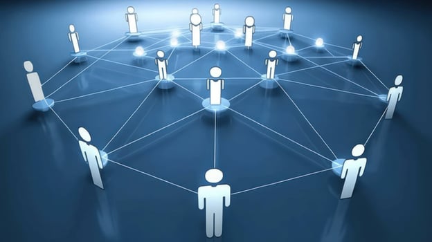 A group of people connected by a network photo