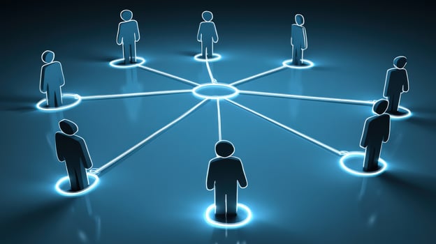 A group of people connected by a network photo