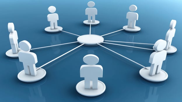 A group of people connected by a network photo