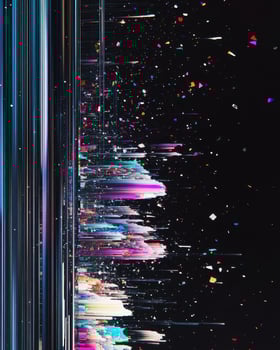 Abstract Glitch Art Digital Landscape Vibrant Hues and Light Streaks in Motion photo