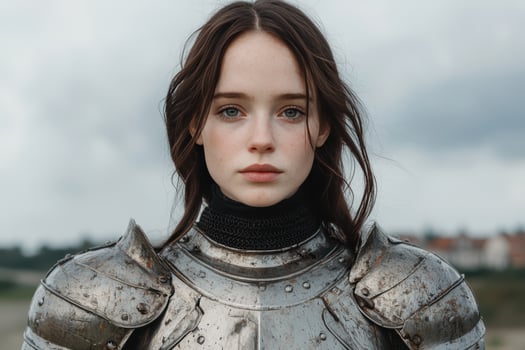 Female knight in shining armor. photo