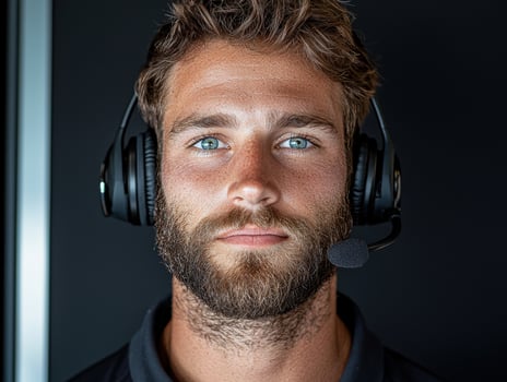 Portrait of a man wearing a headset photo
