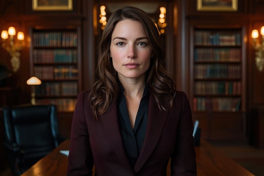A confident businesswoman in a modern office photo