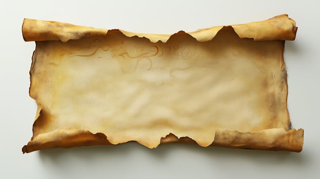 Vintage Paper Scroll with Torn Edges and Stains photo