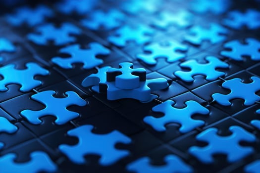 Last puzzle piece completing the jigsaw puzzle, solving the problem photo