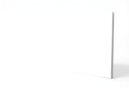 A white mockup of a white magazine, isolated against a plain background photo