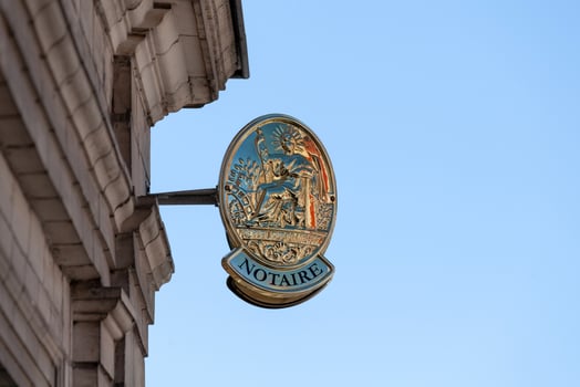 French notary brass sign photo