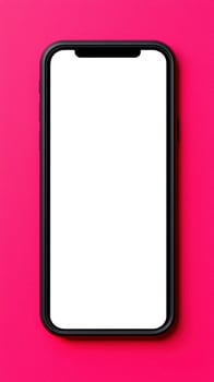 Minimalist smartphone mockup on vibrant pink background for modern design projects. photo