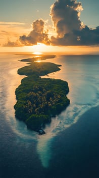 Aerial View of Tropical Island at Sunset photo