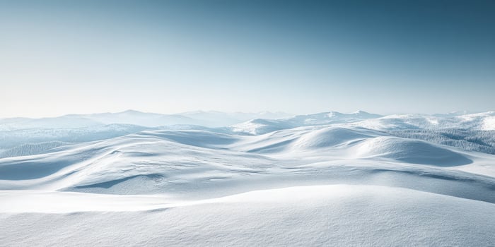 Snowy landscape under a clear sky in winter photo