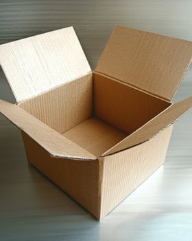 Empty cardboard box on a metal surface photo