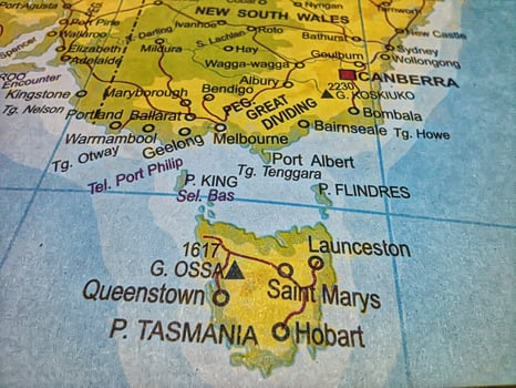 Map of Tasmania Island, Australia. photo