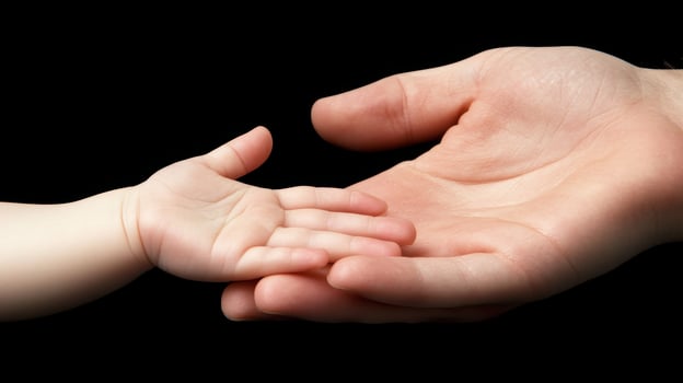 Baby s Hand in Adult Hand Protection Care Family Love Support Trust Safety Hope photo