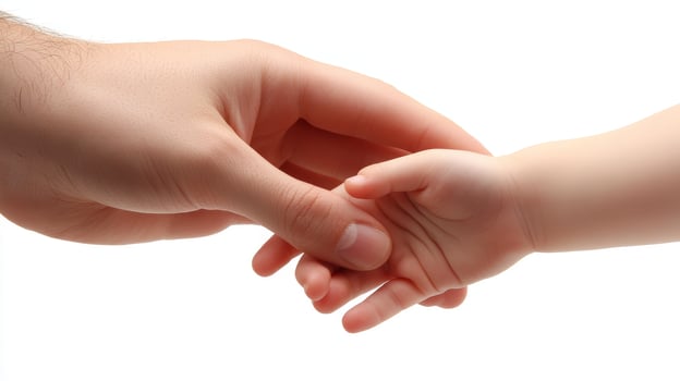 Adult and Child Hands Holding Symbolizing Care Protection and Family Bond photo