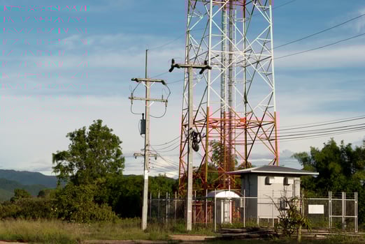 Communication tower, High voltage electric pole. photo