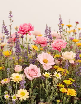 A field of colorful flowers in a field photo