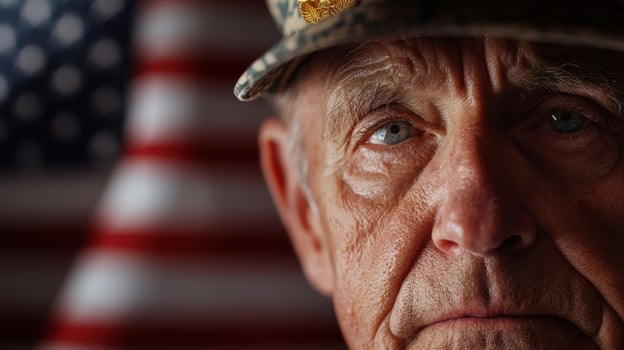 A close up of an older man in a military uniform photo