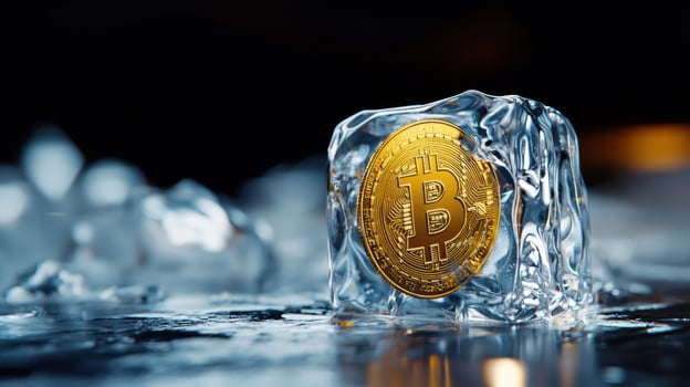 Bitcoin in an ice cube photo