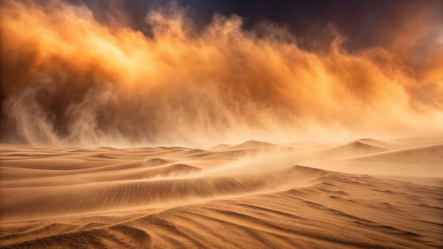 Desert sandstorm in motion desert landscape nature scene dynamic environment aerial view material fusion photo