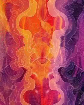 Abstract digital art with orange and purple swirls photo