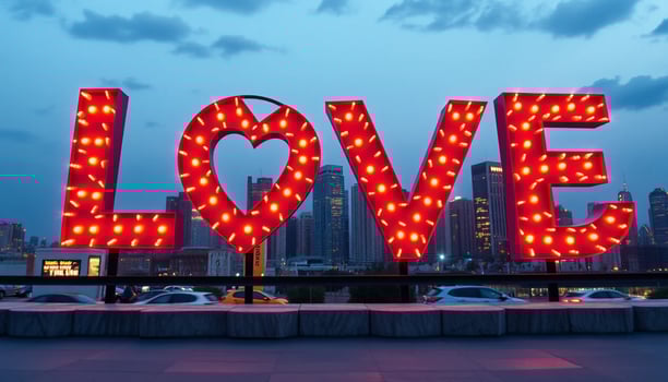 Love sign on the roof of a building in dubai photo