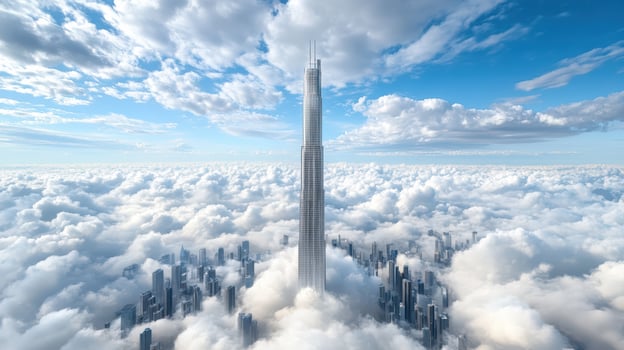The tallest building in the world is in the clouds photo