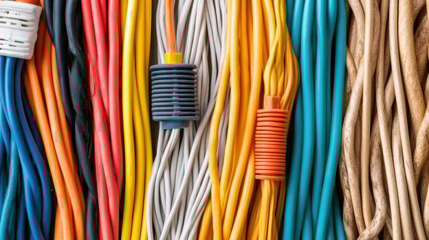 Colorful wires and cables in a pile photo