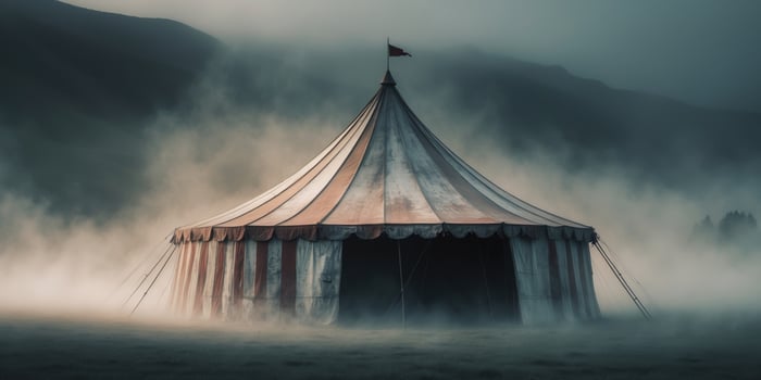 Haunted Circus Tent in a Dark Misty Landscape photo