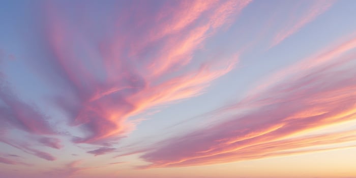 Colorful sunset sky with vibrant clouds in shades of purple orange and pink Copy Space. photo
