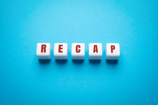 Wooden blocks with the word Recap. A document presenting your skills and achievements. Getting a new job position. Business concept. Resume. Interview. photo