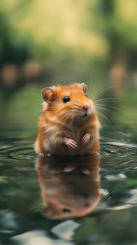 A hamster is standing in the water photo