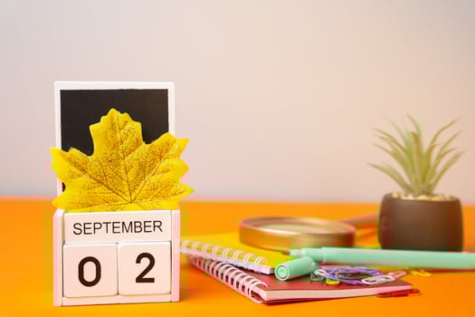 Wooden calendar with words September 2nd. photo