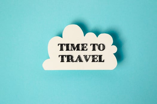 White cloud with the words time to travel written on it photo
