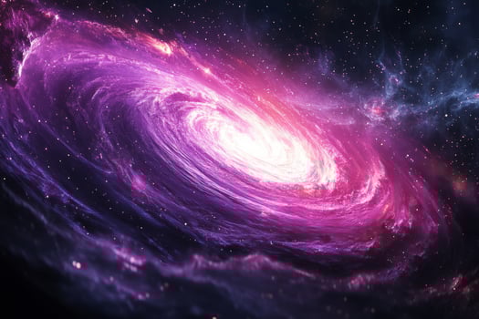 Spiral galaxy with glowing core and cosmic dust photo