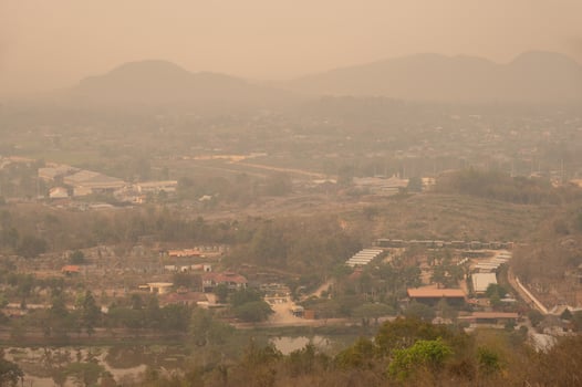 An environment in suburb area of Chiang Rai province covered with bad air pollution such as PM 2.5. photo