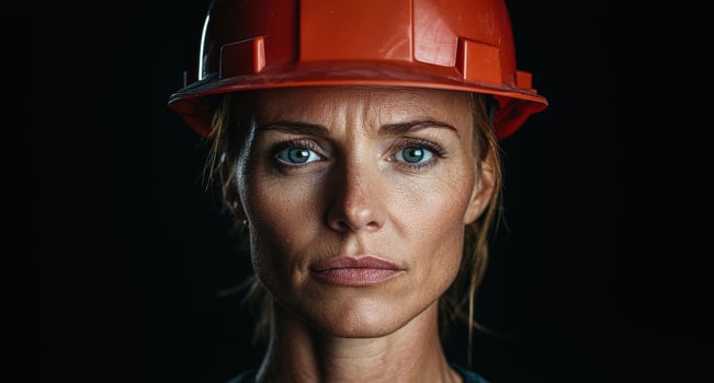 Close up portrait of a woman construction worker photo