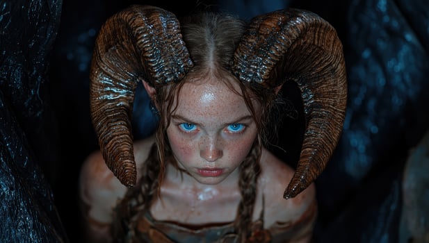 Girl with horns, fantasy portrait photo