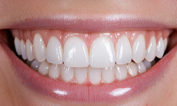 Close up of a perfect smile with healthy white teeth photo