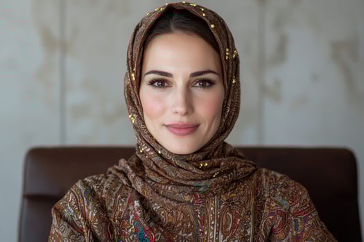 Confident businesswoman in traditional headscarf photo
