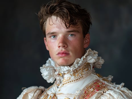 Portrait of a young man in a historical costume photo