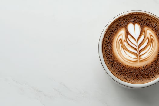 Close up of latte art in a cup of coffee photo
