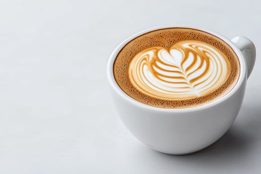 Latte art in a white cup photo