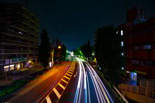 A timelapse of the downtown street at OUME avenue in Tokyo long exposure photo