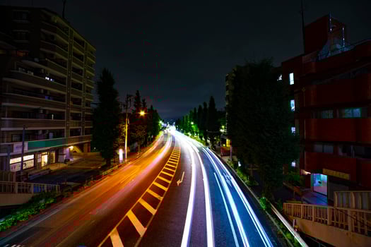 A timelapse of the downtown street at OUME avenue in Tokyo long exposure photo