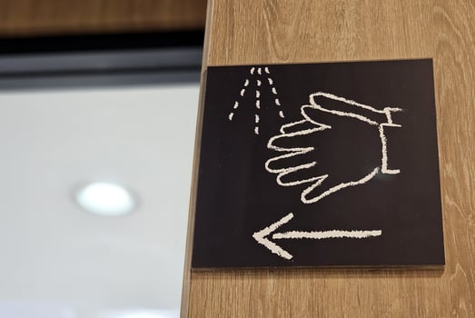 Handwashing Station Icon on Square Singboard. photo