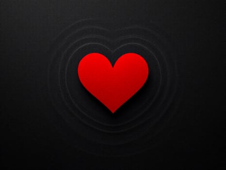 Red heart on a black background. Valentine's Day. 3D illustration photo
