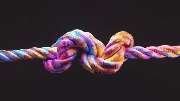 Rainbow Rope Knot on Dark Background photo