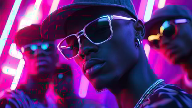 a group of men wearing sunglasses and hats photo