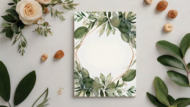 Elegant Botanical Wedding Invitation with Watercolor Greenery photo