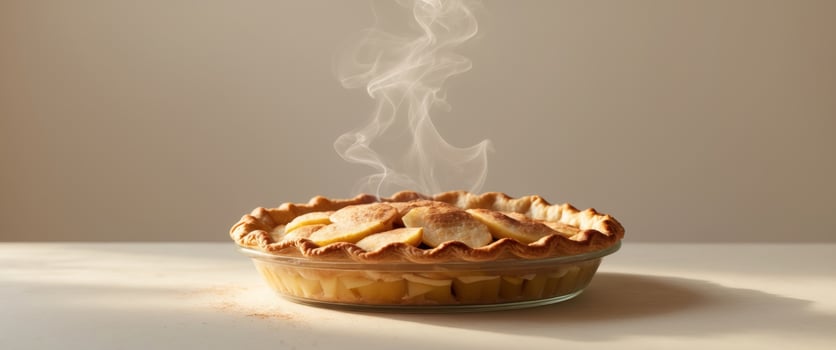 Freshly Baked Apple Pie with Golden Crust and Aromatic Cinnamon Essence photo
